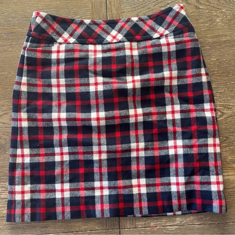 Talbots Red and Navy Plaid Skirt